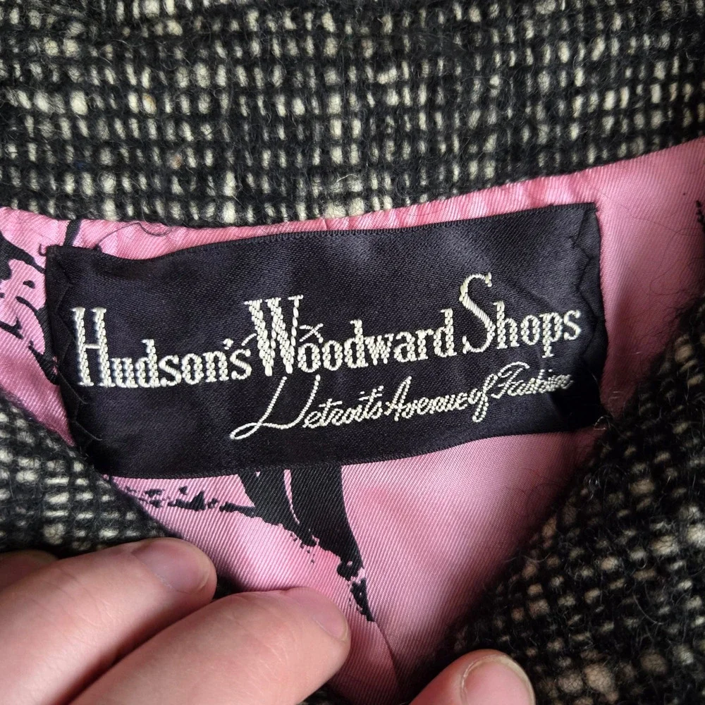 1950s Shannon Rodgers Pink Bow Tweed Dress Jacket Set Size Small ILGWU USA Made